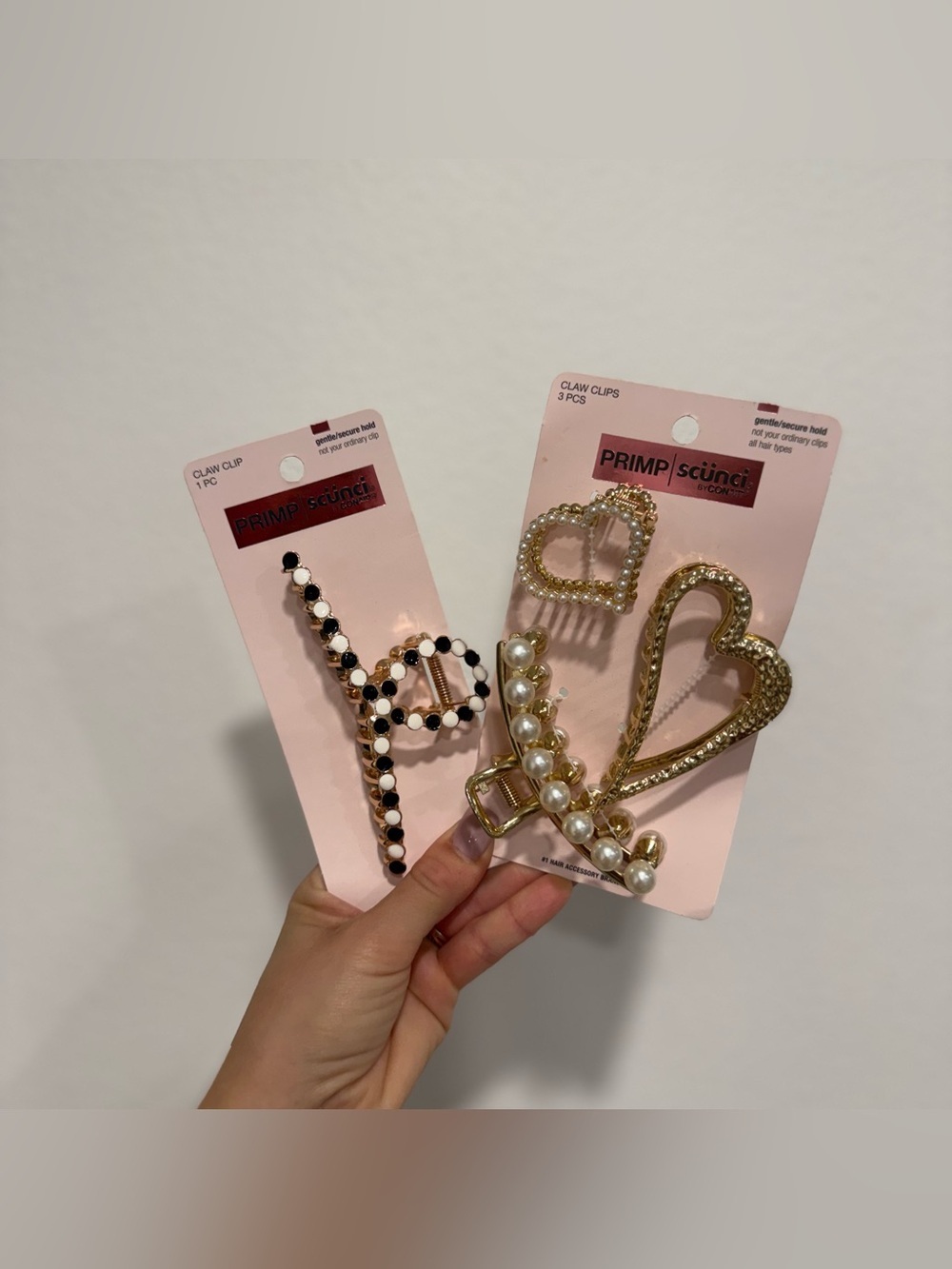 Primp Scunci by Conair Pearl Hair Claw Clips Bundle